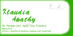 klaudia apathy business card